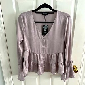 Heyson button up blouse with bell sleeves